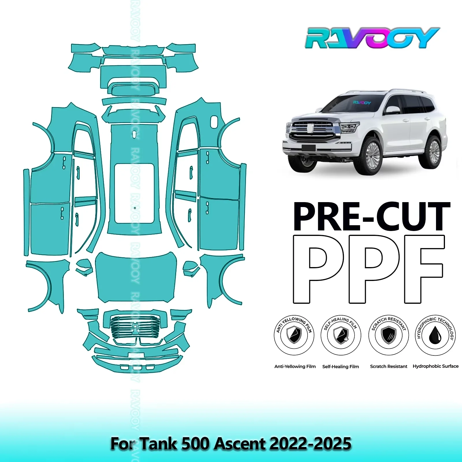 

Full Vehicle Clear Bra Precut PPF Paint Protection Film For Tank 500 Ascent 2022-2025