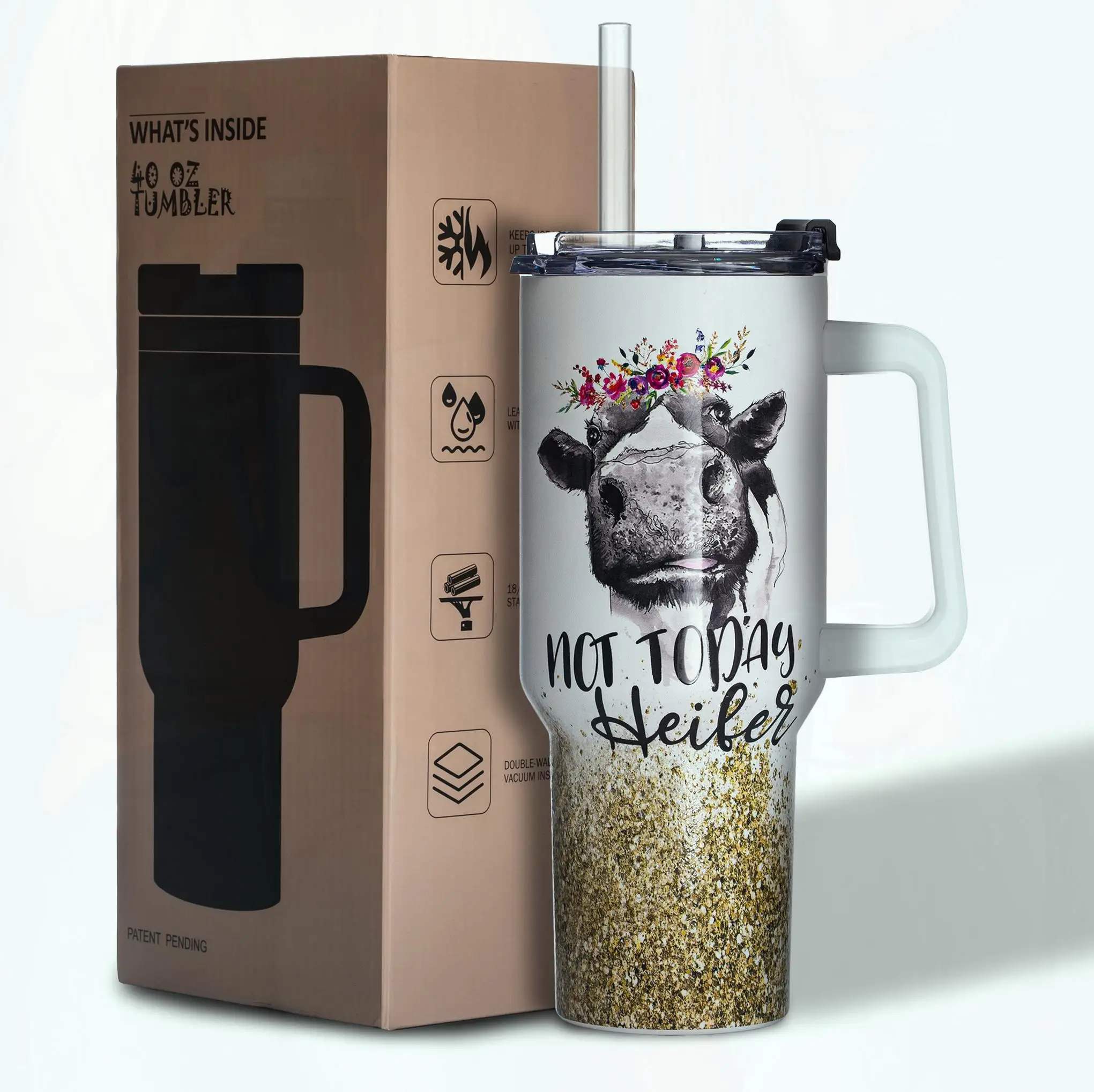 

40 oz Vacuum Insulated Thermal Tumbler - 304 Stainless Steel, Double Wall Insulation, BPA Free, Gift for Women