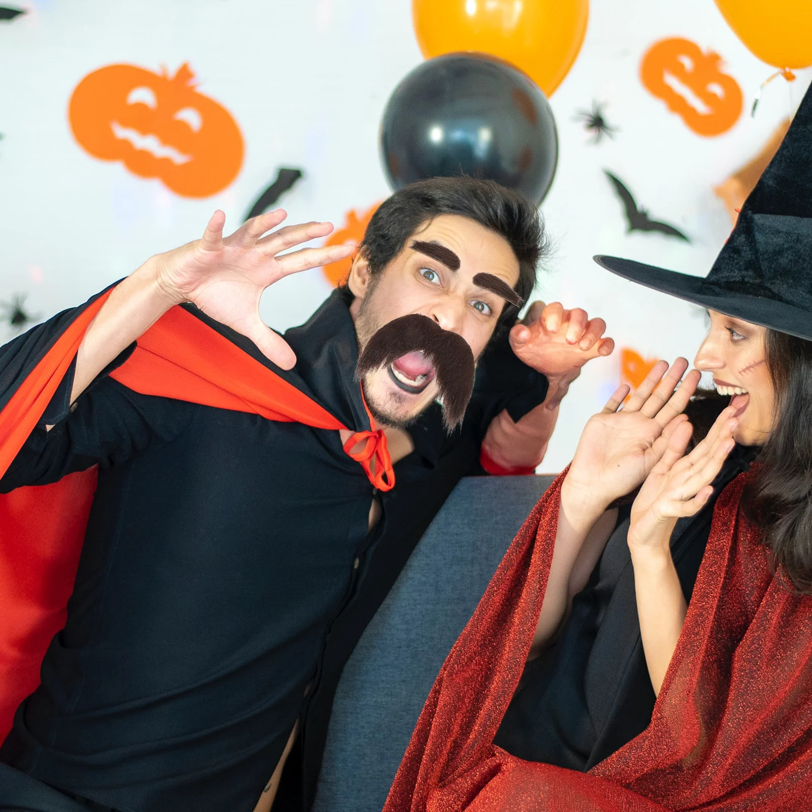 Zestaw sztucznej brody, wąsów i brwi, samoprzylepne, w stylu starego mężczyzny, rekwizyty do kostiumów dla dorosłych na Halloween, imprezy cosplay, zabawne przebranie.