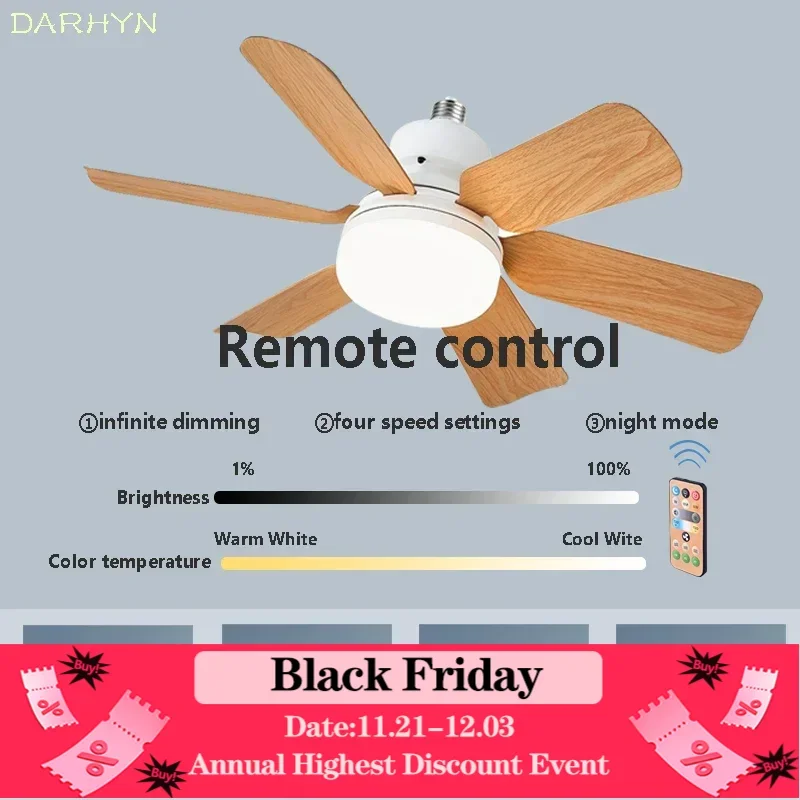 Modern LED Ceiling Fan Light Bedroom Living Room Indoor Lamp Remote Control Adjustable Color Temperature Brightness Wind Speed