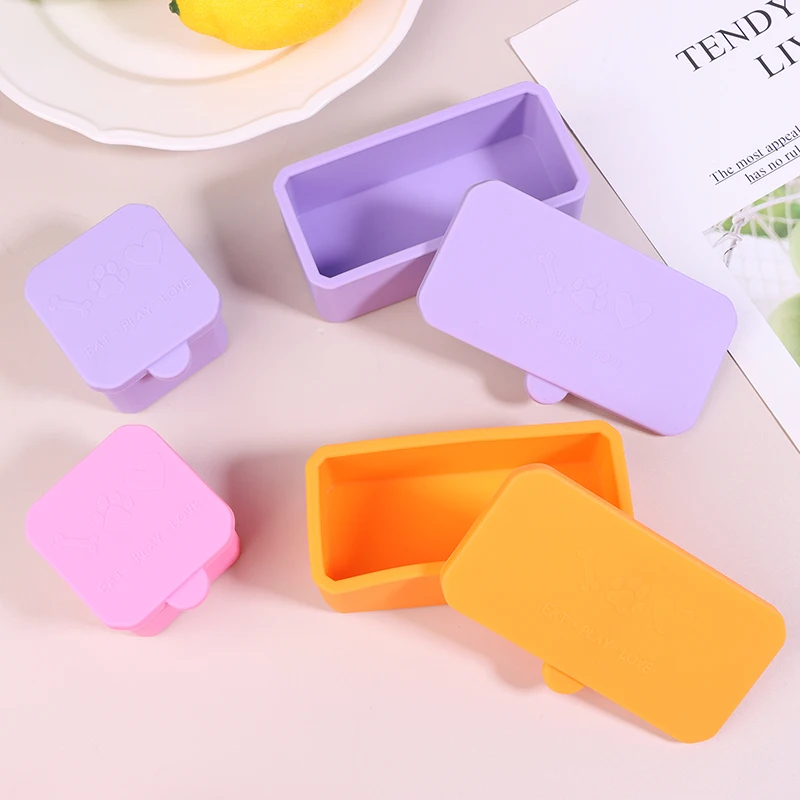 Silicone Bento Box Condiment Organizer Sauce Divider Cup With Lid Square Rectangle Condiment Storage Box Reusable Kids Lunch Box