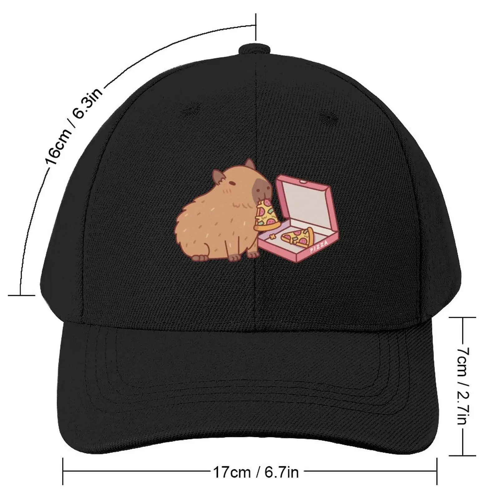 Cute Capybara Eating Pizza Baseball Cap fishing hat Beach Bag custom Hat party Hat Golf Women Men's