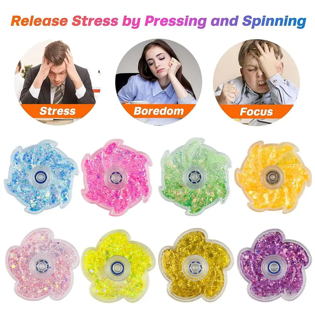 Stress abbau Spinner Zappeln Spinner Spielzeug Glitter Treibsand Blume Spinner Zappeln Spielzeug für Stress abbau Finger für Kinder