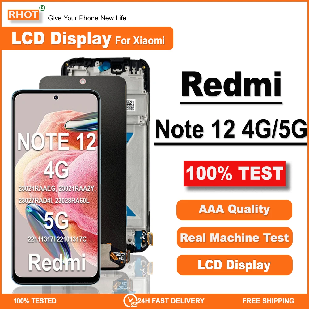 

6.67'' Super AMOLED LCD For Redmi Note 12 4G LCD 22111317G LCD For Xiaomi Redmi Note 12 5G LCD Touch Screen Digitizer Assembly