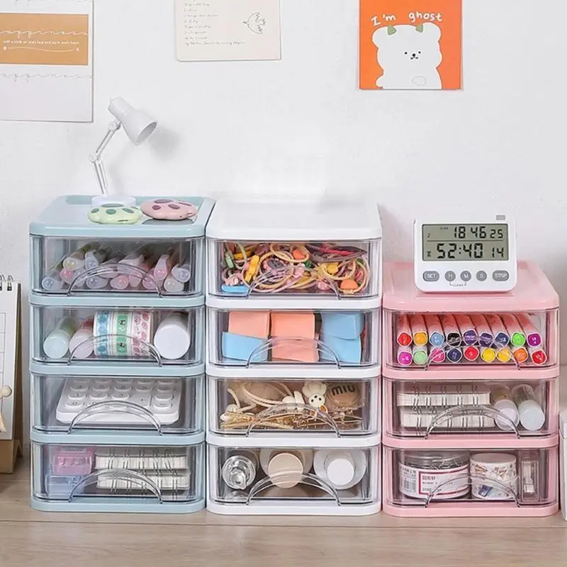 Desktop Storage Box Plastic Stationery Clear Makeup for Home