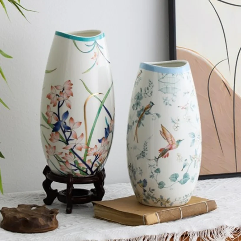 European retro oil painting sunflower ceramic vase home foyer dining table living room decoration ornament