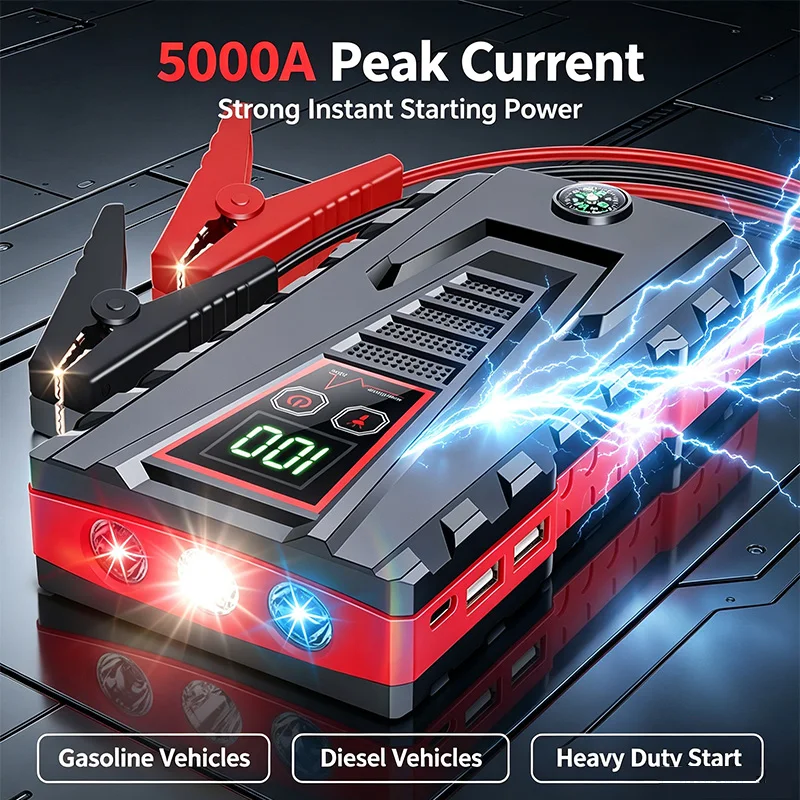99800mAh Car Jump Starter Device 12v Strong Portable Power Bank Automotive Battery Charger System Start Operating Auto Booster