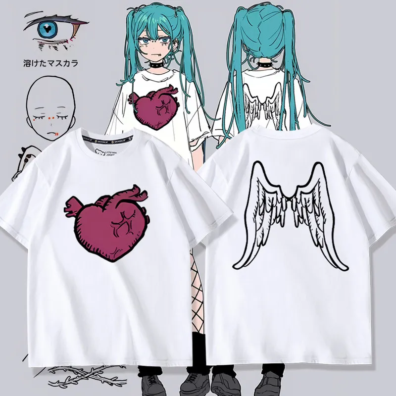 

Hatsune Miku Future Deco27 Sad Girl's Desire Fantasia Peripheral Cartoon Pure Cotton Printed New Men's and Women's T-shirt