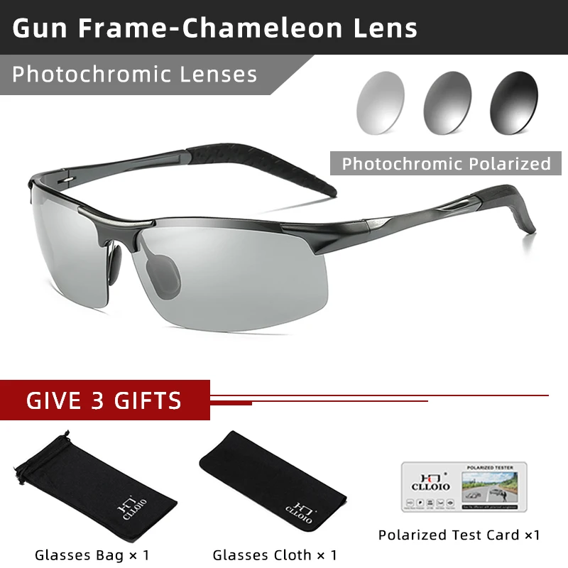 CLLOIO Aluminium Photochrome Sonnenbrille Männer Polarisierte Tag Nacht Fahren Chameleon Gläser Anti-Glare Ändern Farbe Sonnenbrille UV 8