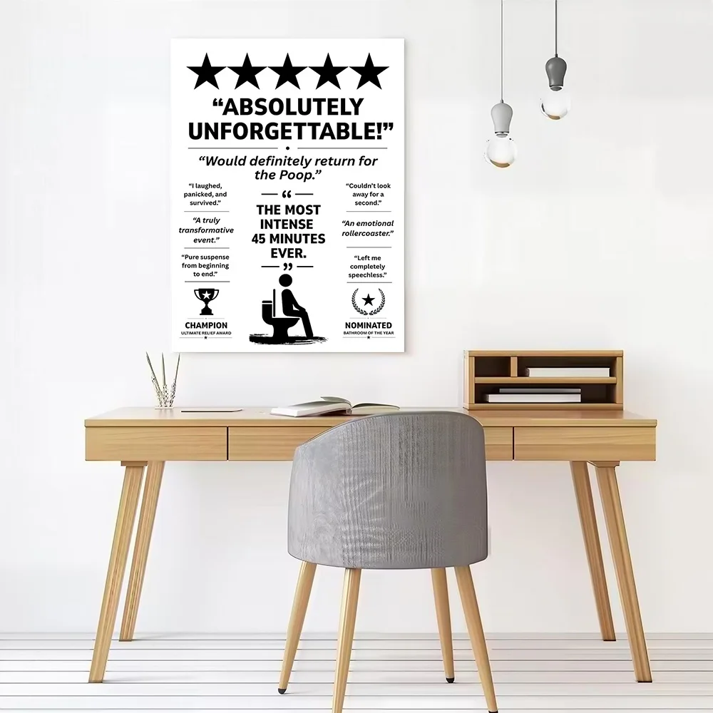 Funny Bathroom Review Printed Canvas Poster Personalized High Quality Wall Art Paintings for Home Decor Room Decorating Interior