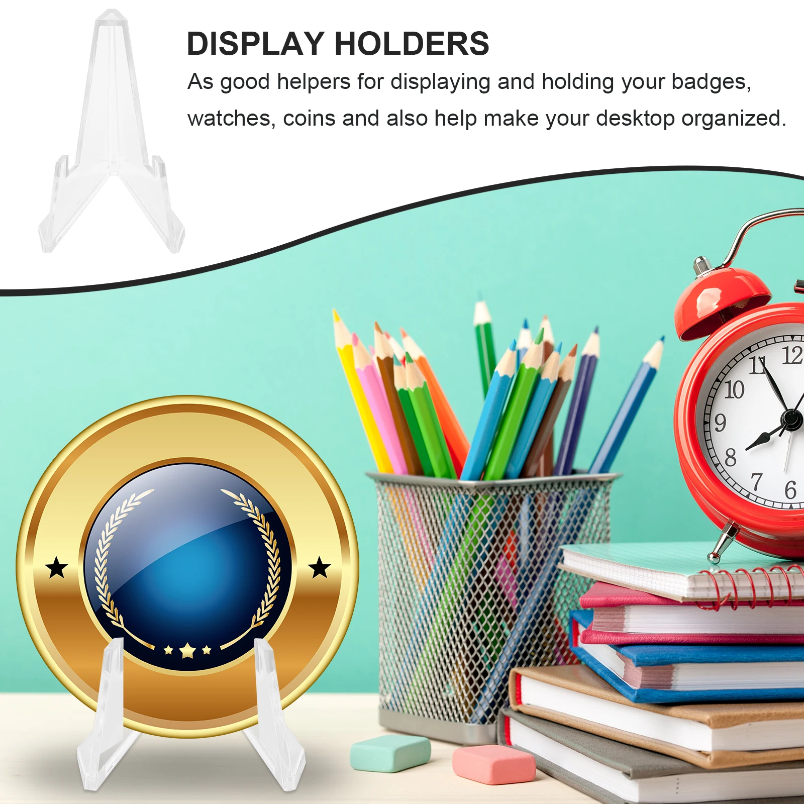 

10pcs Acrylic Badge Display Coin Storage Holders Transparent Rack for Watches Jewellery Collectibles ganization
