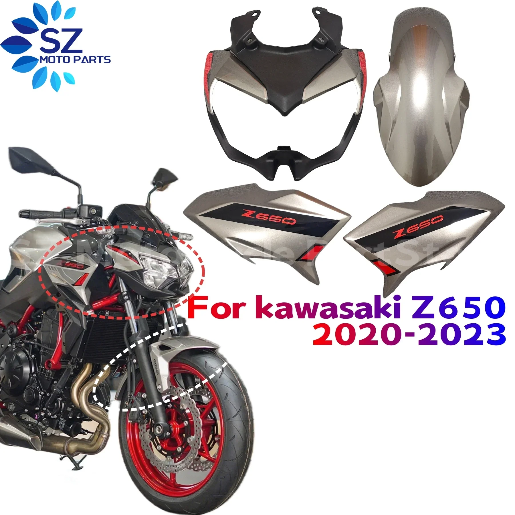 

For Kawasaki z650 2020 2021 2022 2023 Front side cover fuel tank gas fairing panel cover side panel Z 650