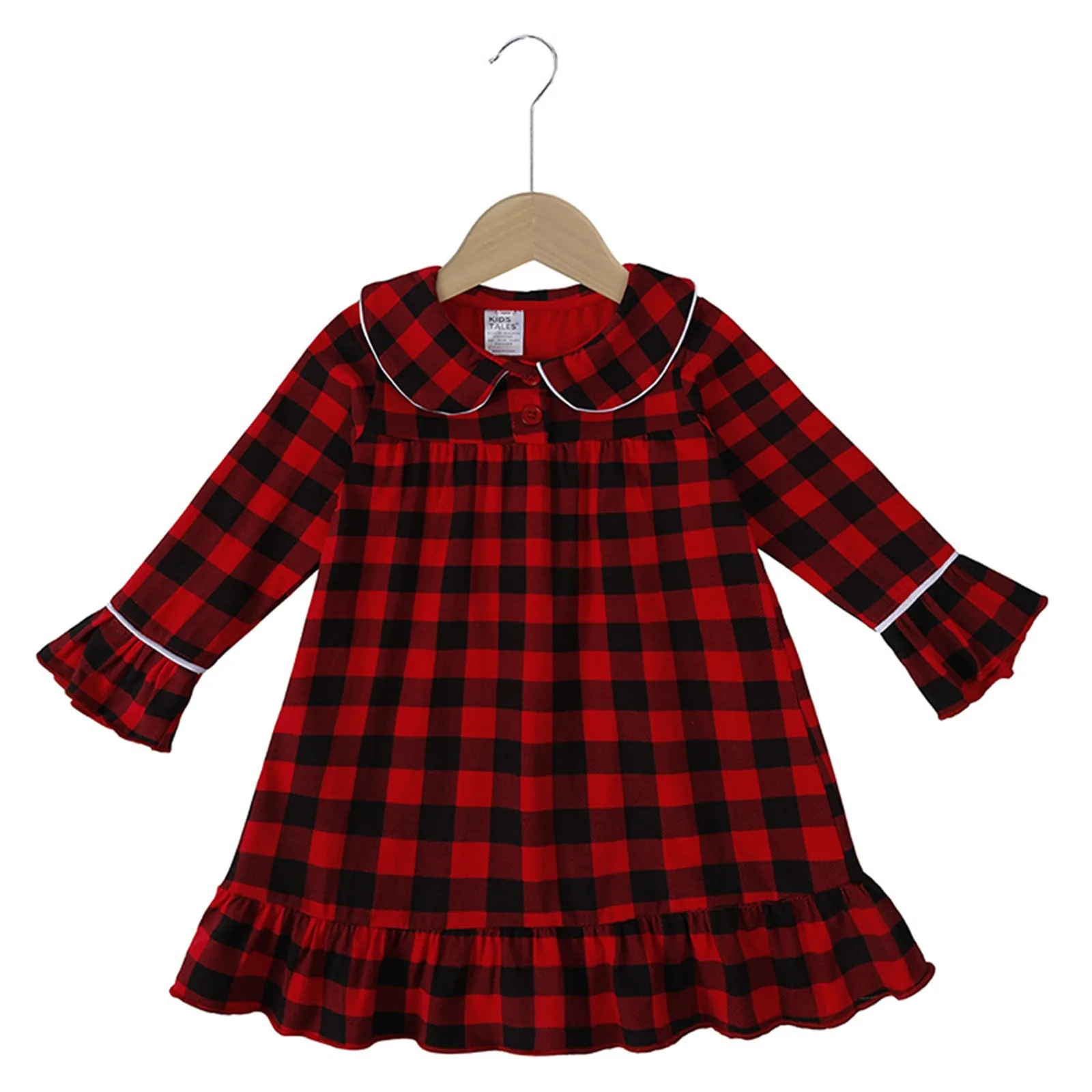 2024 Kids Girls Robes Dress Christmas Costume Red Plaid Family Matching Kids Clothes Children Loungewear Xmas Pyjamas First Gift