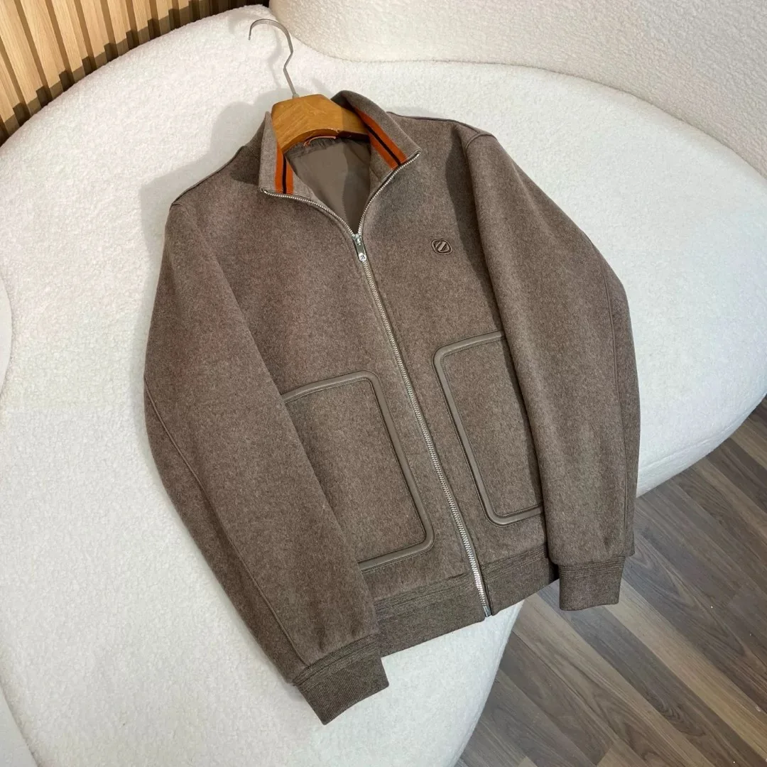 

Italian Sle ZZ Autumn Winter New Lightweight Luxury Faion Bae Old Money Wool Stand Collar Men's Casual Jaet