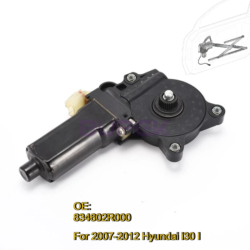 BUPEK Rear Left Power Window Motor 2Pin for 2007-2012 Hyundai i30 I Exact Fit Electric Glass Regulator High Quality 834602R000