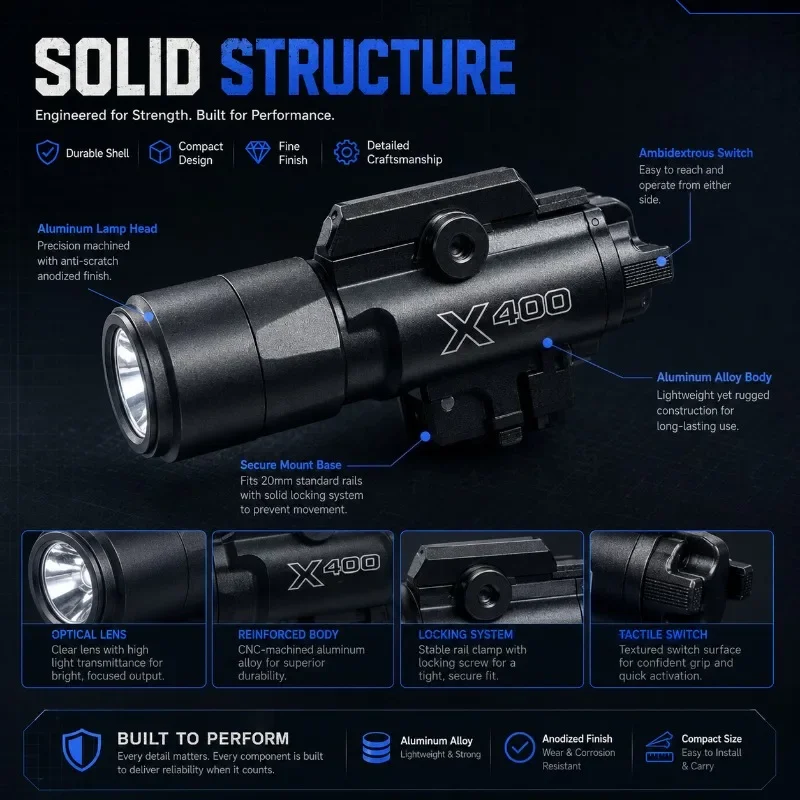 Stable Anti Shake Adjustable Holder X400U Under Lamp Bright Lock Mechanism Outdoor 20MM Rail Model Parts