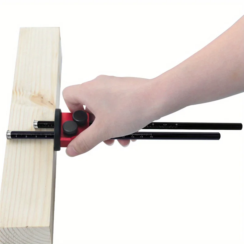 CMHI-Double Head Wheel Marking Gauge Parallel Line Drawing Tool Woodworking Marking Scriber Ruler W/Graduated Inch&Mm Scale