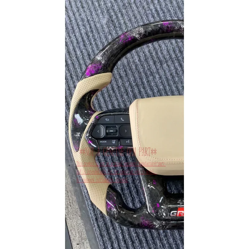 For Toyota Purple Forged Carbon Fiber Steering Wheel  Horn Cover Shell Decorative