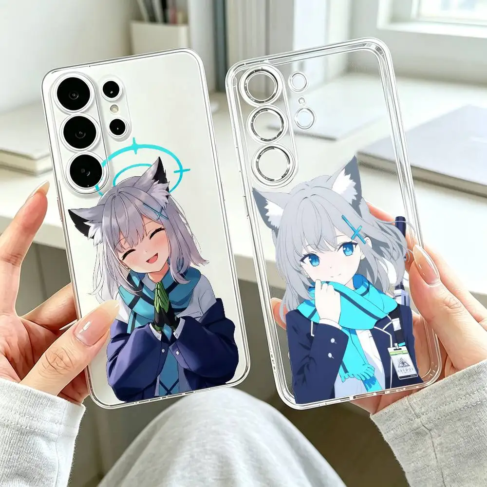 Blue A-Archive Shiroko  Phone Case Transparent Silicone Soft For Samsung S25,S24,S21,S22,S23,S30,Ultra,S20,Plus,Fe Gift