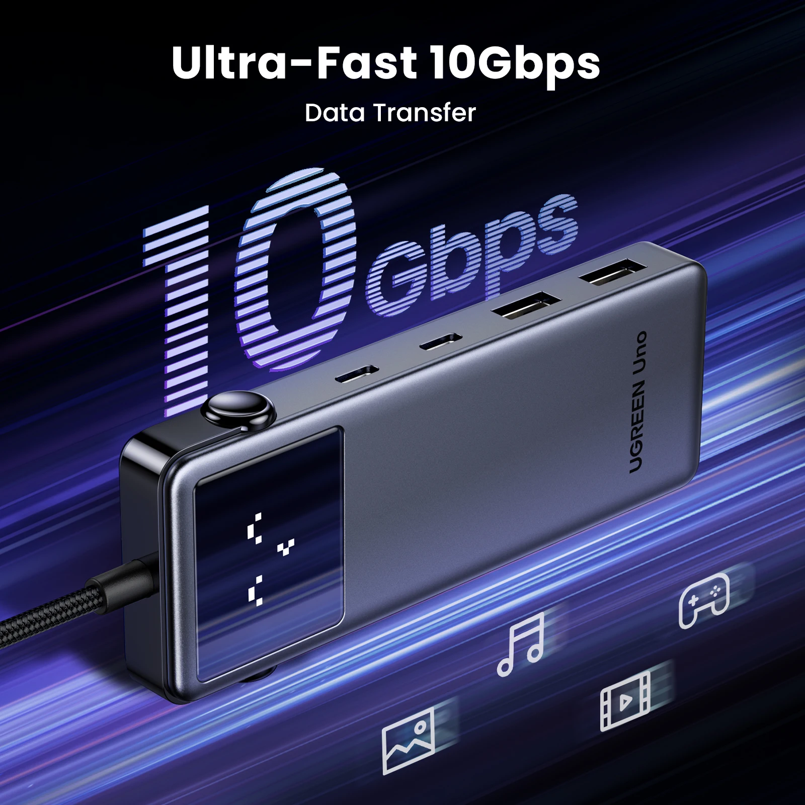 Imagem -05 - Ugreen Uno Usb c Hub 6-em1 4k60hz Pd100w 10gbps Usb3.2 Adaptador Divisor para Laptop Macbook Pro Air Estação de Acoplamento Expansor Usb