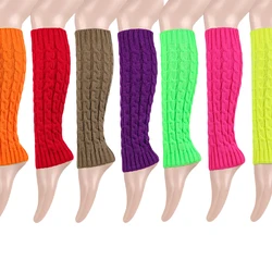 Women's Winter Warm Acrylic Cable Knit Leg Warmers 40cm Length Neon Colored Boot Cuffs for Fashion And Protection