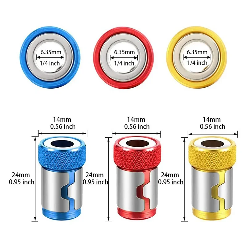 

3pcs Magnetic Ring Cross Phillips Screwdriver Bit Universal Alloy Anti-corrosion Strong MagnetizerHolder 6.35mm 1/4