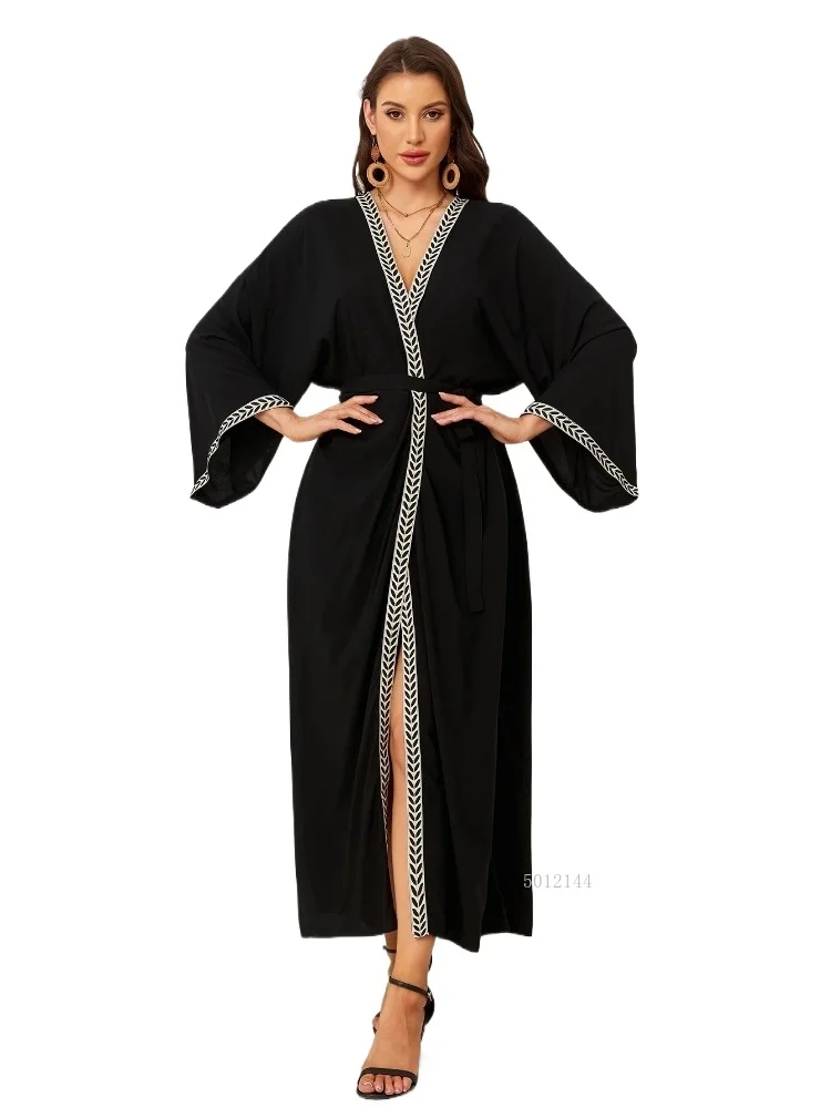 

Элегантные платья-кафтан 2026 для женщин, летнее пляжное платье больших размеров с принтом и накидками для плавания