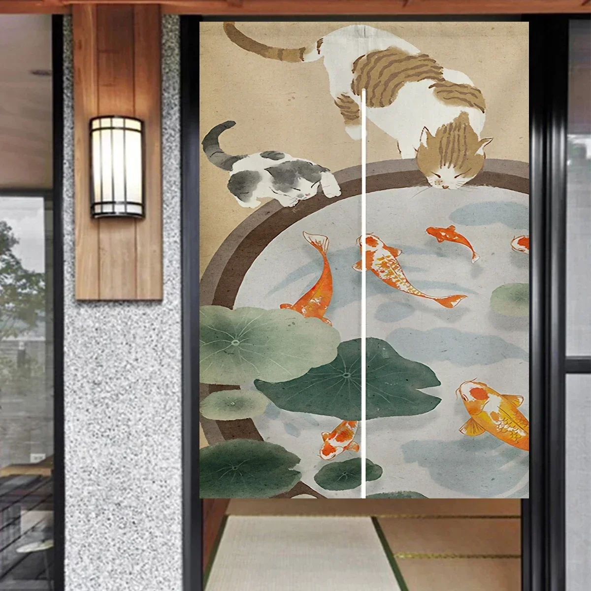 Chinese Cat Series 5 Door Curtain Japanese Noren Door Curtain Room Partition Kitchen Decoration Hanging Curtains