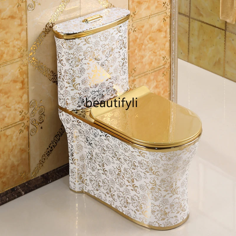 

European-Style Household Golden Toilet Creative Pumping Seat Water Siphon Deodorant Water-Saving Toilet