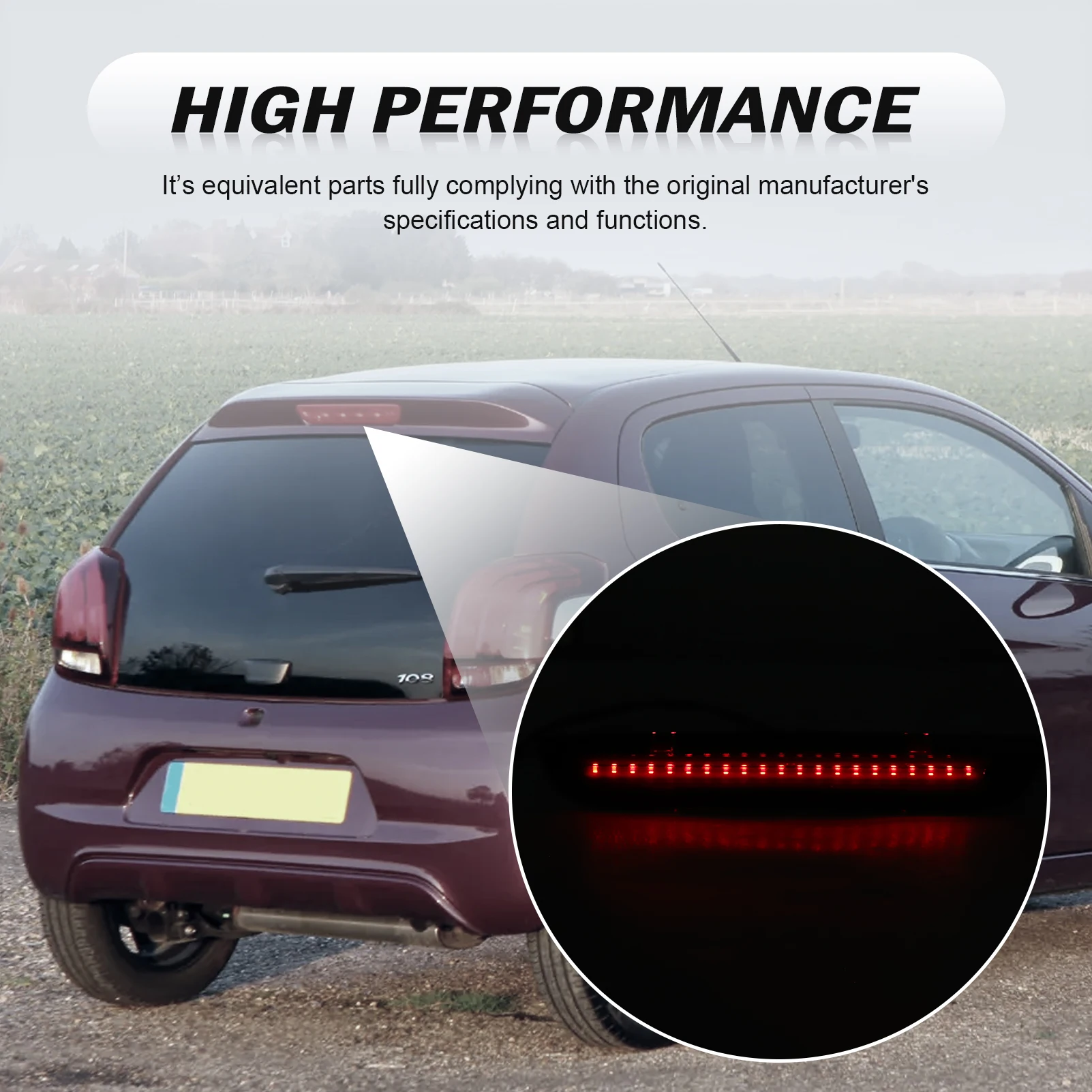 1 × LED 3rd ضوء الفرامل ضوء ل 2014-2022 سيتروين C1 بيجو 108 تويوتا Aygo CHMSL عالية المستوى ضوء الفرامل الخلفية B000878980