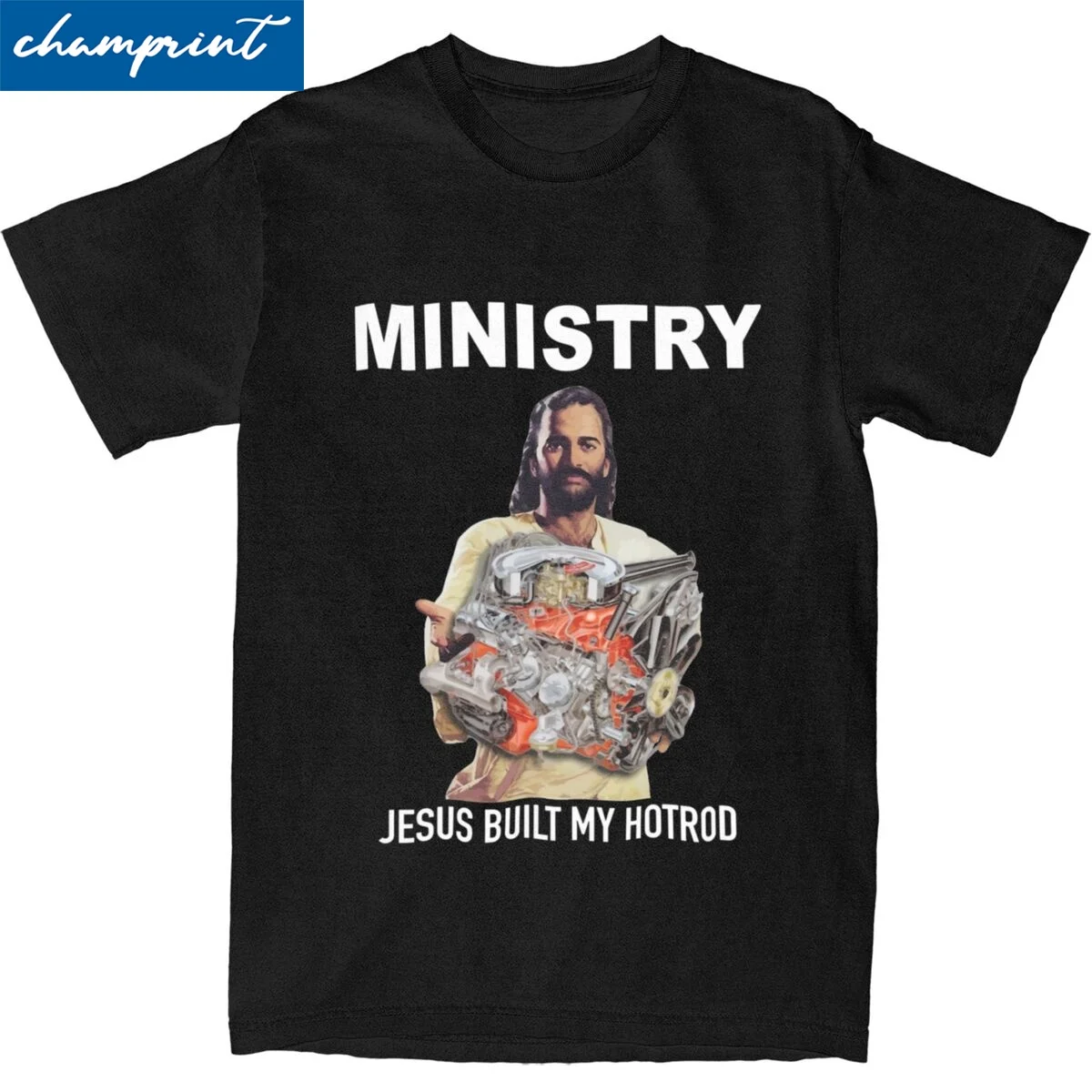 Jesus Built My Hotrod T-Shirt Men Women Ministry Band Hipster Pure Cotton Tees Crew Neck Short Sleeve T Shirts Summer Clothes