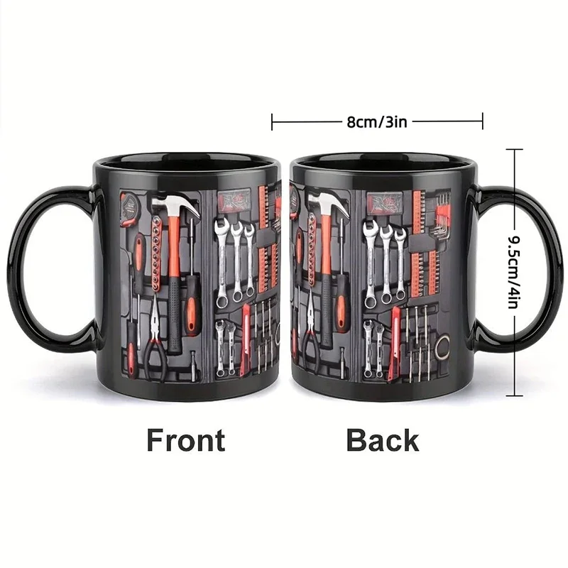 New Funny Toolbox Design Ceramic Coffee Mug 325ML Mechanic Water Cup Wrench Pattern Sturdy Mechanic Mug Auto/Car Mechanic Gift