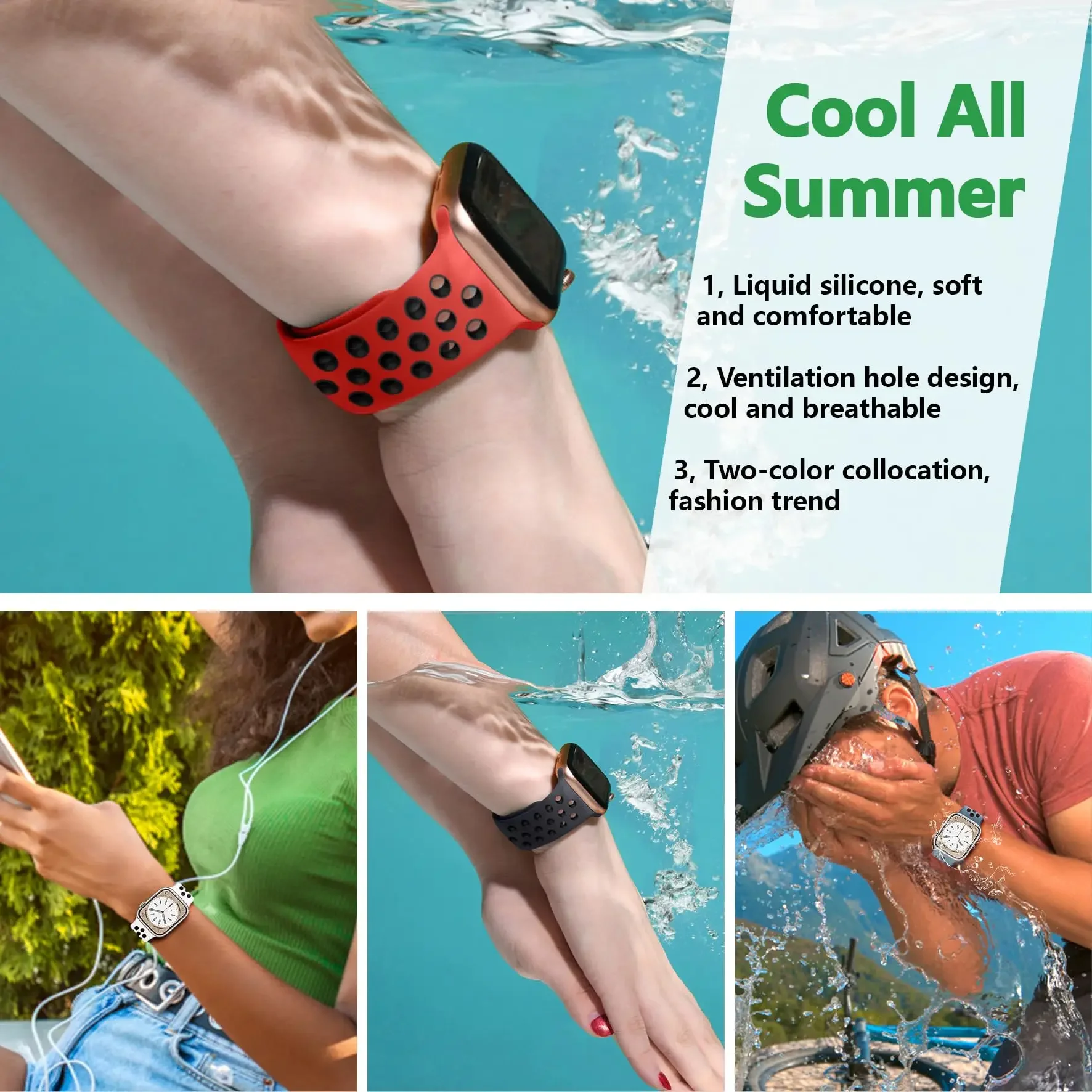 Silicone WatchBand for Apple Watch Strap 45mm Ultra2 49mm Series 9 8 7 41mm 38mm 42mm Sport Bracelet iWatch 6 SE 5 4 3 44mm 40mm