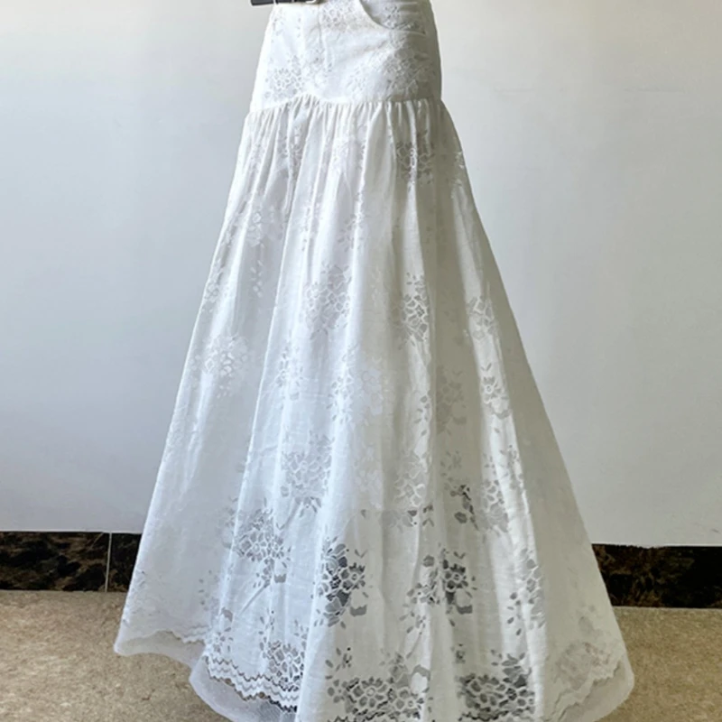 

Tall Lace Midi Skirt 2025 Summer New Design, Slimming and Stylish Skirt, Long Skirt