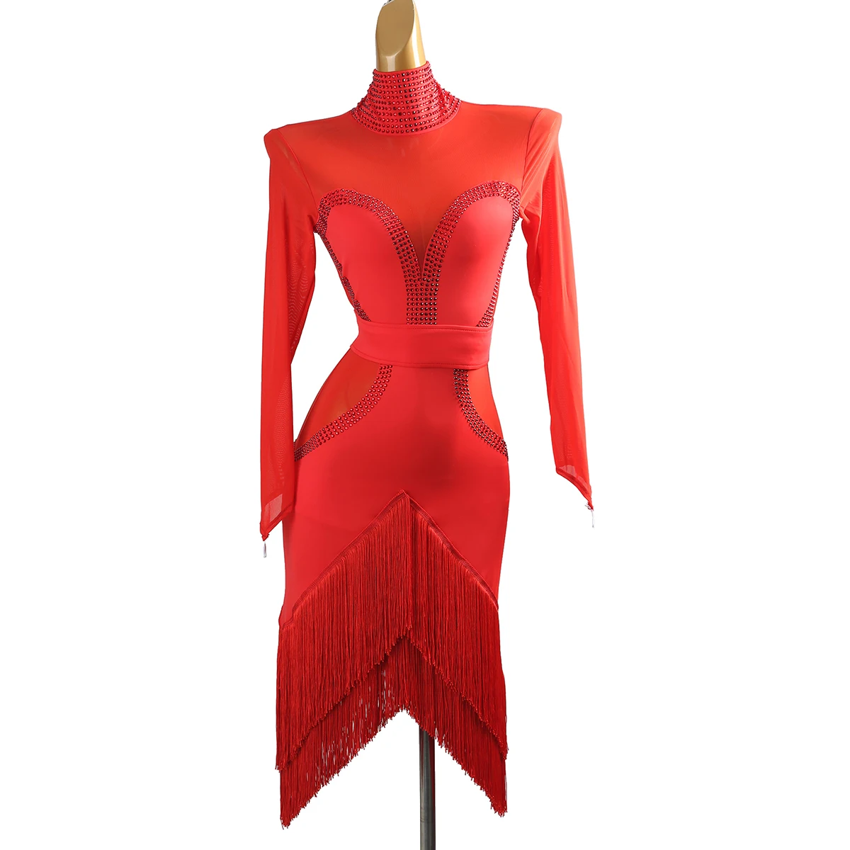 

Latin dance adult and children's dress AB diamond high-end custom tango women's professional slim fit hot diamond tassel dress