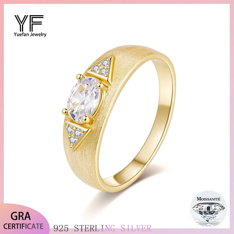 

1-carat oval-shaped moissanite women's ring S925 sterling silver brushed and polished, an elegant engagement ring