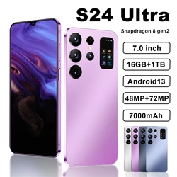 Teléfono Inteligente S24 Ultra Original, Qualcomm8 Gen2, 16GB + 1TB, 7000mAh, 48 + 72MP, Dual SIM, modo de espera Dual, 5G, Android 13, Globalversion, NFC