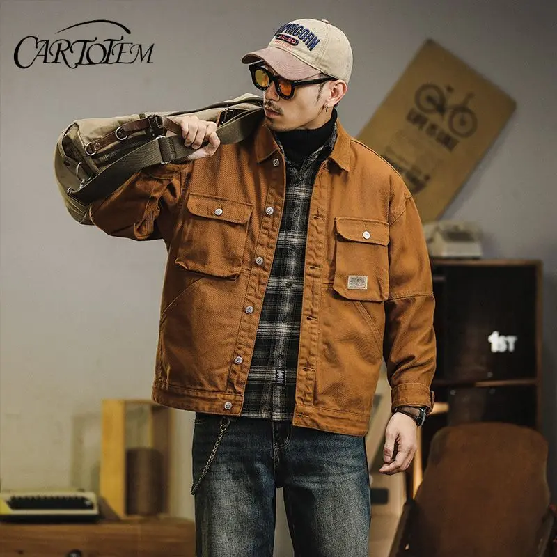 

Джинсовая куртка в стиле ретро, мужская осенняя модная повседневная куртка, мужская модная французская рабочая одежда