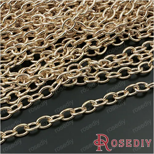 Wholesale Width 7.5mm,Wire Thickness 1.7mm Champagne Gold color Iron Link Chains Diy Jewelry Findings 5 Meter(JM5402)