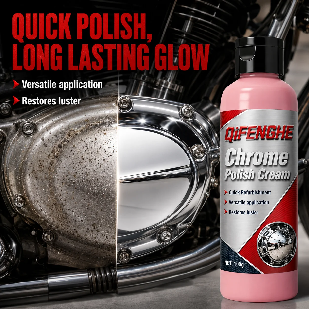 100g Motorcycle Chrome Polishing Compound Removes Oxidation Water Stains Dirt Restores Luster for Motorcycle Chrome Parts