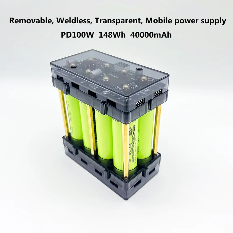 DIY 4S20 100W  21700 Battery Power Bank Holder 40000mAh Detachable Solderless Power Bank  Type C