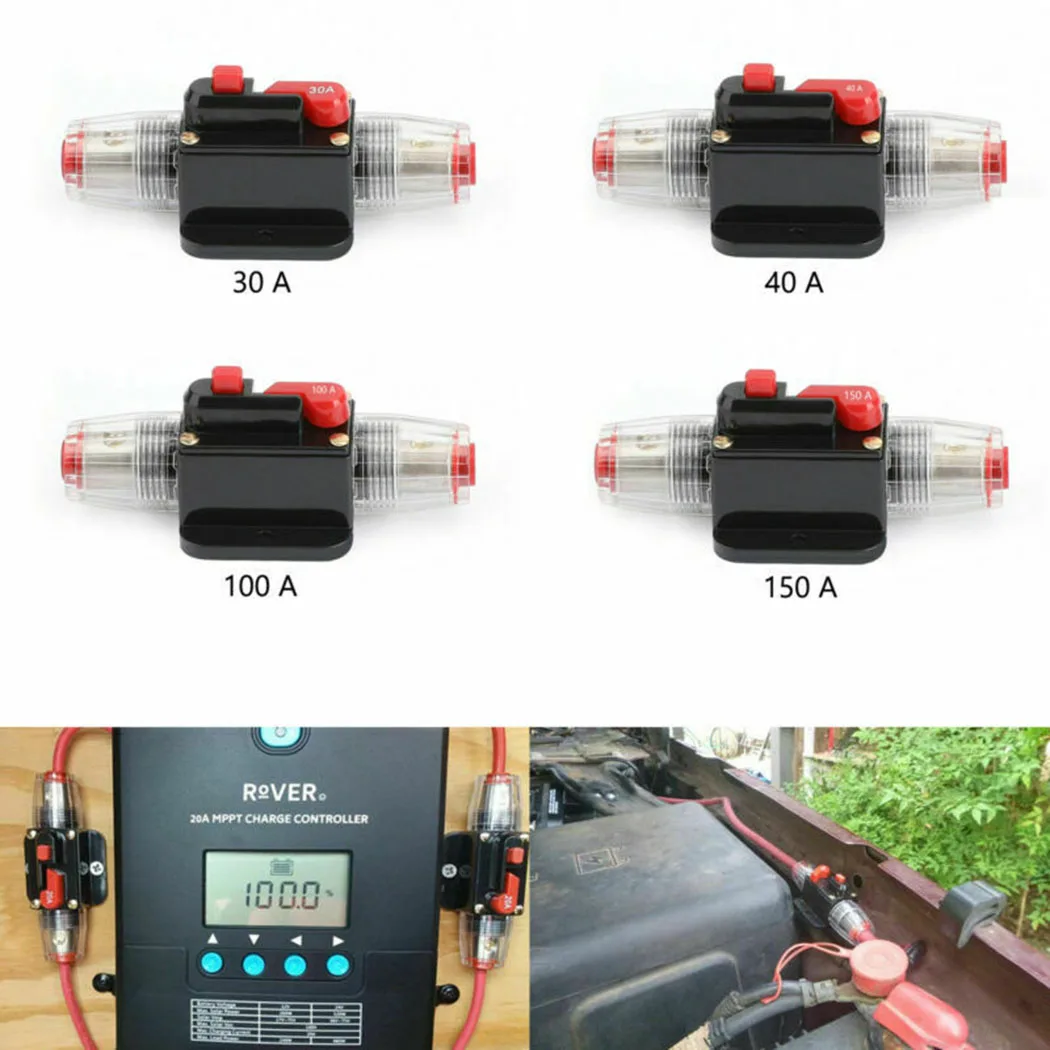 Recoverable Circuit Breaker Self-recovery Replace Breaker Inline 30A-150A Circuit Stereo AMP Fuse For Car Audio Marine UA