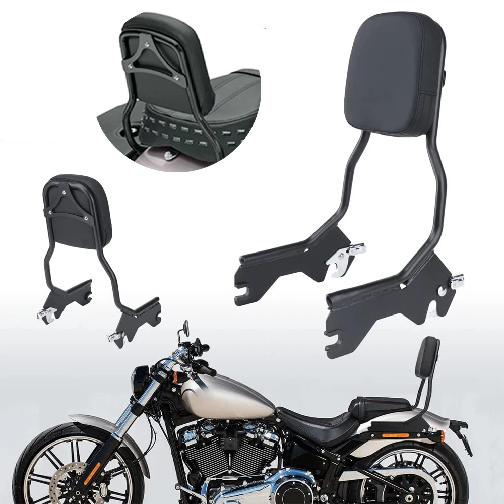 

Motorcycle Black Standard Sissy Bar Upright Backrest Fit For Harley Softail 2018-2022 Removable Cushion Backrest