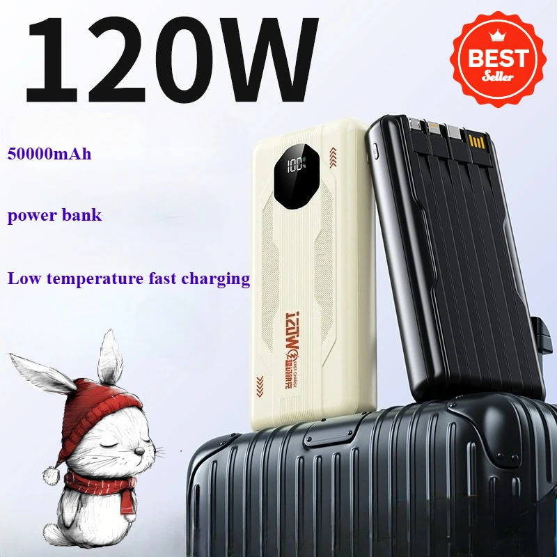 120W Super Fast Charging Power Bank 50000 mAh Portable External Battery and Charger with Digital Display for iPhone Xiaomi