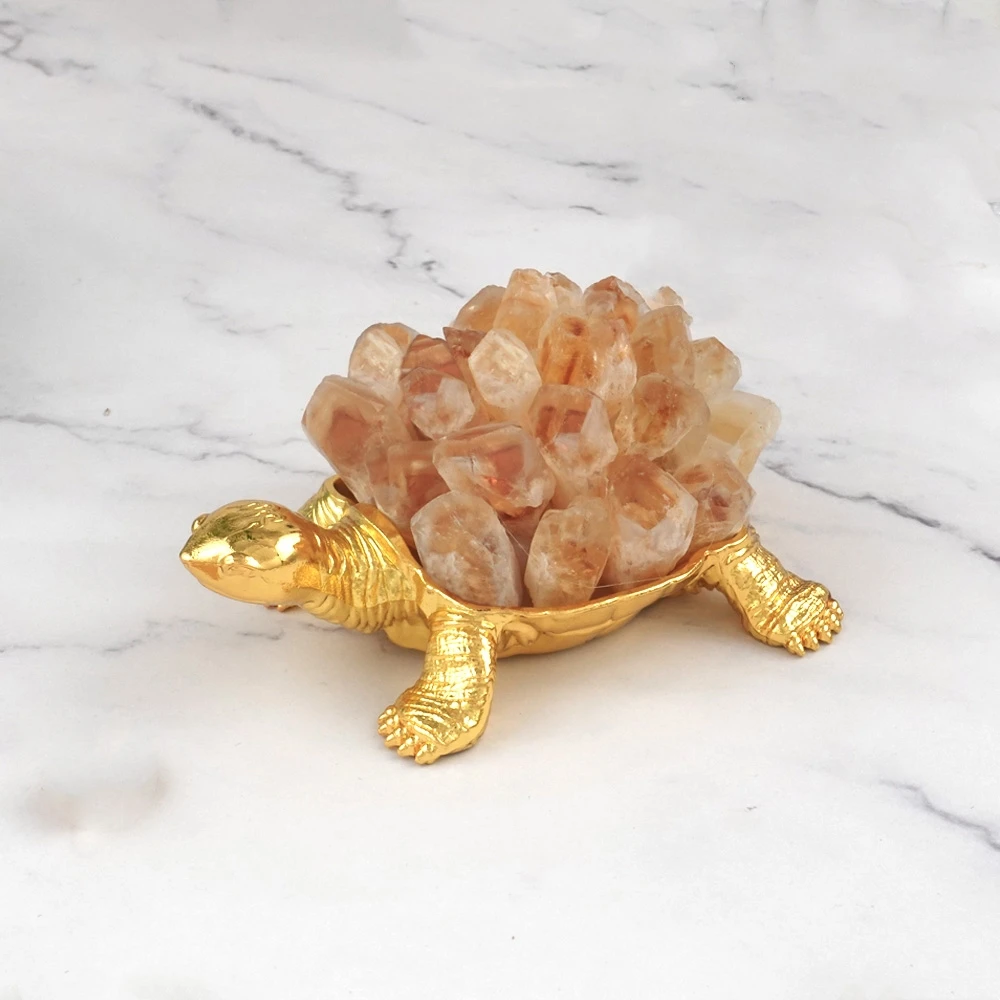 Money Turtle Town Decoration Home Living Room Topaz Tufted Wealth Pure Natural Topaz Bud Crystal Cluster Money Turtle Decoration