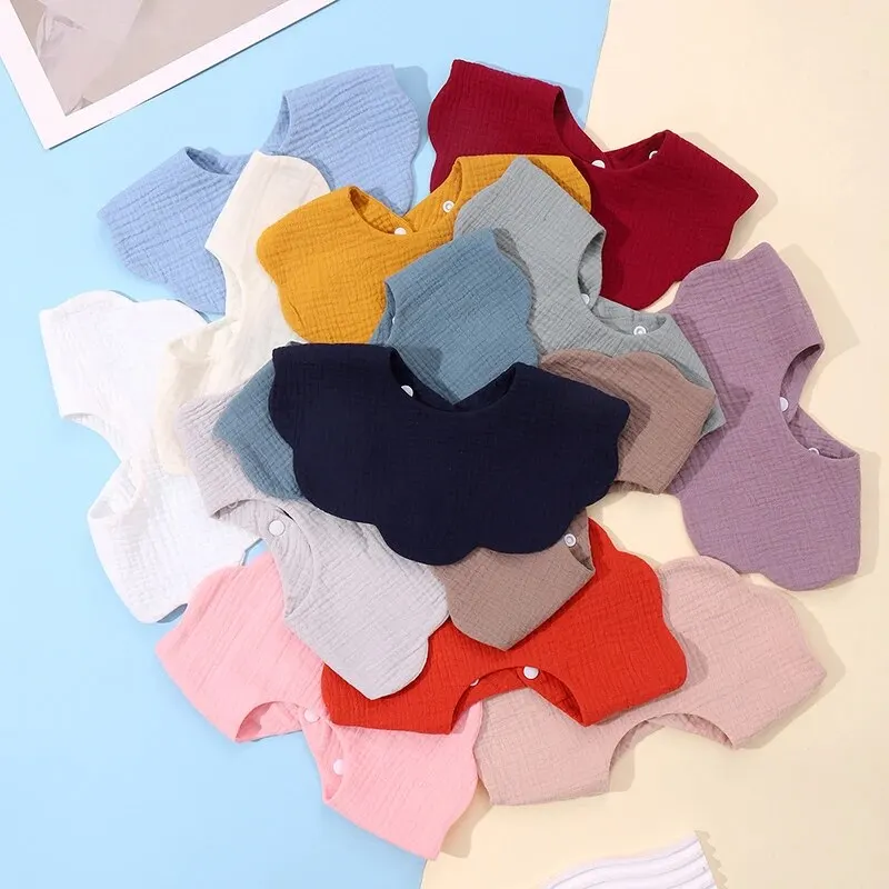 3 Stuks Katoenen Zachte Baby Slabbetjes Effen Kleur Baby Slabbetje Pasgeboren Burp Doeken Bandana Sjaal Voor Kinderen Jongen Meisjes Voeding Speeksel Handdoek