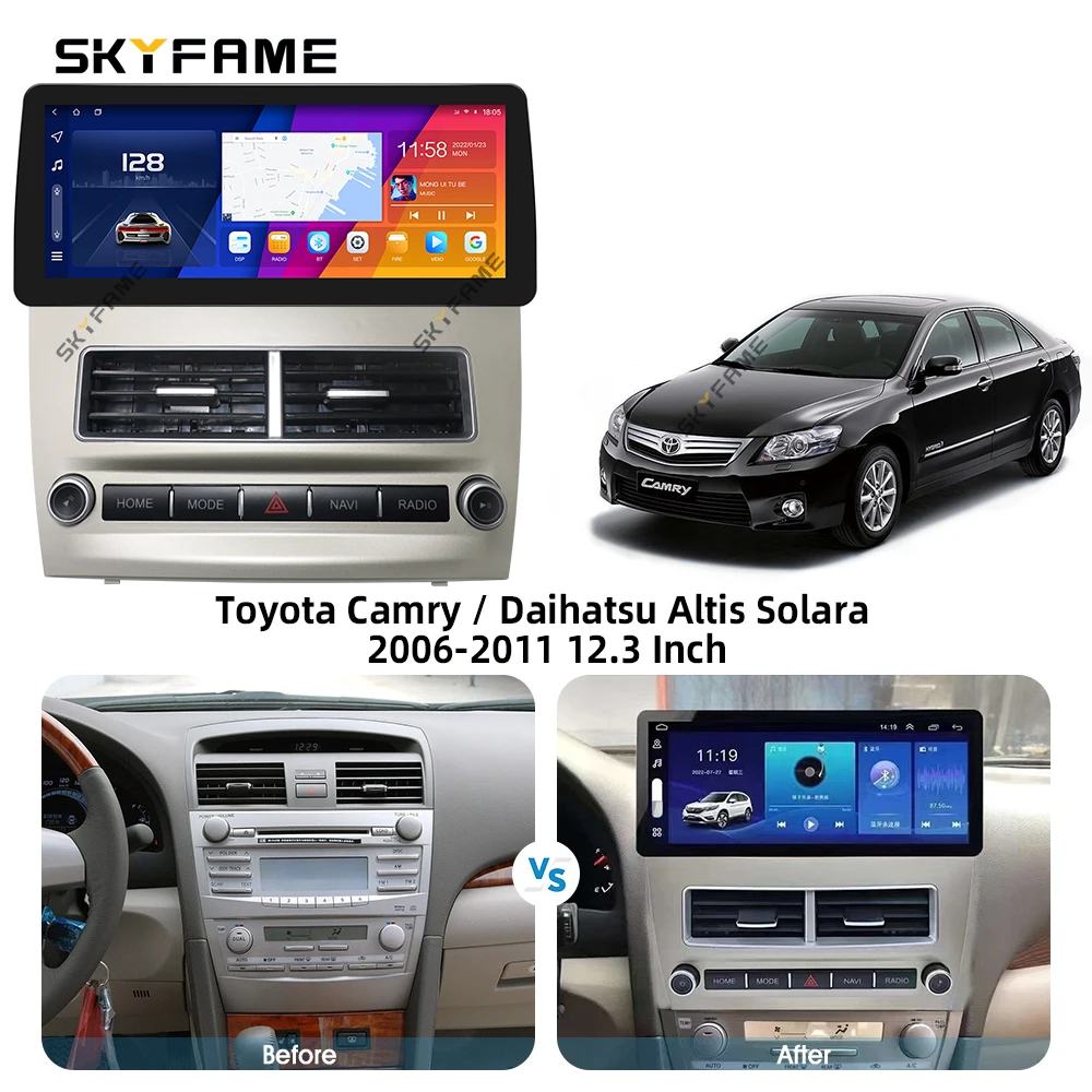 SKYFAME 12.3 بوصة إطار السيارة فآسيا محول أندرويد راديو داش تركيب لوحة عدة لتويوتا كامري دايهاتسو ألتيس سولارا