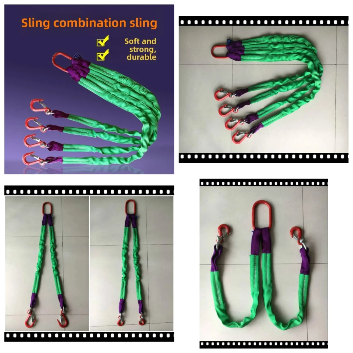 hoisting belt lifting sling hook hook hanger sling hoisting industrial driving combination 2/4 fork leg cable