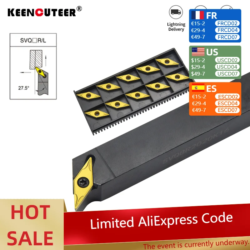 

Токарный резец SVQBR/L SVQBR1616H11 SVQBL2525M16, твердосплавная вставка VBMT11/16, инструмент для наружной обточки с ЧПУ инструменты обработка металла для токарного станка