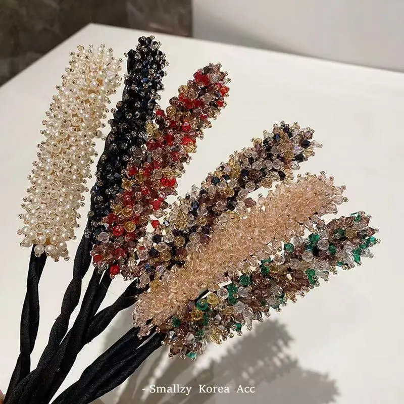 1pcs Women Flower Donut Bun Maker Crystal Ribbon DIY Hair Style Tools Korean Fashion Hair Curler Accessories Gift for Girlfriend